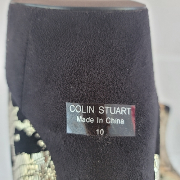 NEW Colin Stuart Platform Black and Silver Metallic Booties - Picture 11 of 13